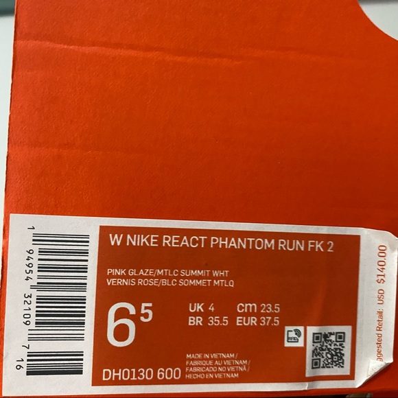 Nike React Phantom Run Flyknit 2 Womens Pink Glaze Laceless Half Box - Picture 13 of 16